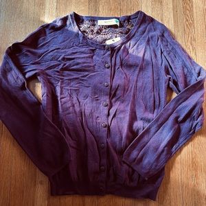 Sparrow Cardigan from Anthropologie with Lace details in Plum/Prune, XL, NWT